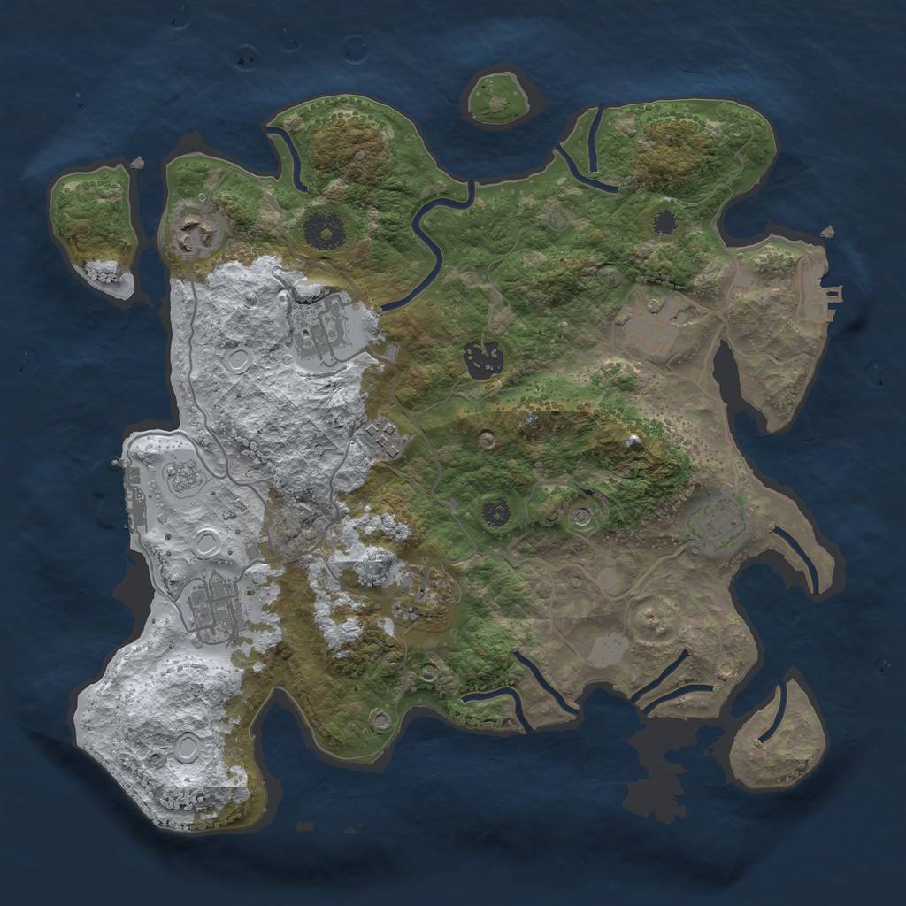Rust Map: Procedural Map, Size: 3350, Seed: 1000, 17 Monuments