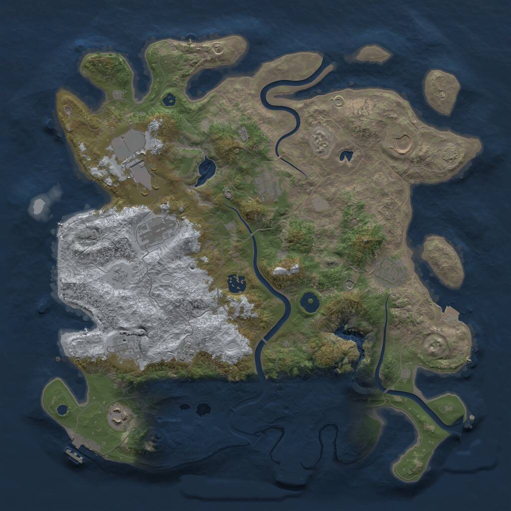 Rust Map: Procedural Map, Size: 4000, Seed: 1750291070, 15 Monuments