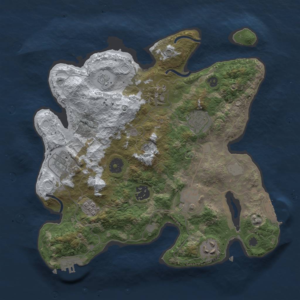 Rust Map: Procedural Map, Size: 3000, Seed: 90947461, 16 Monuments