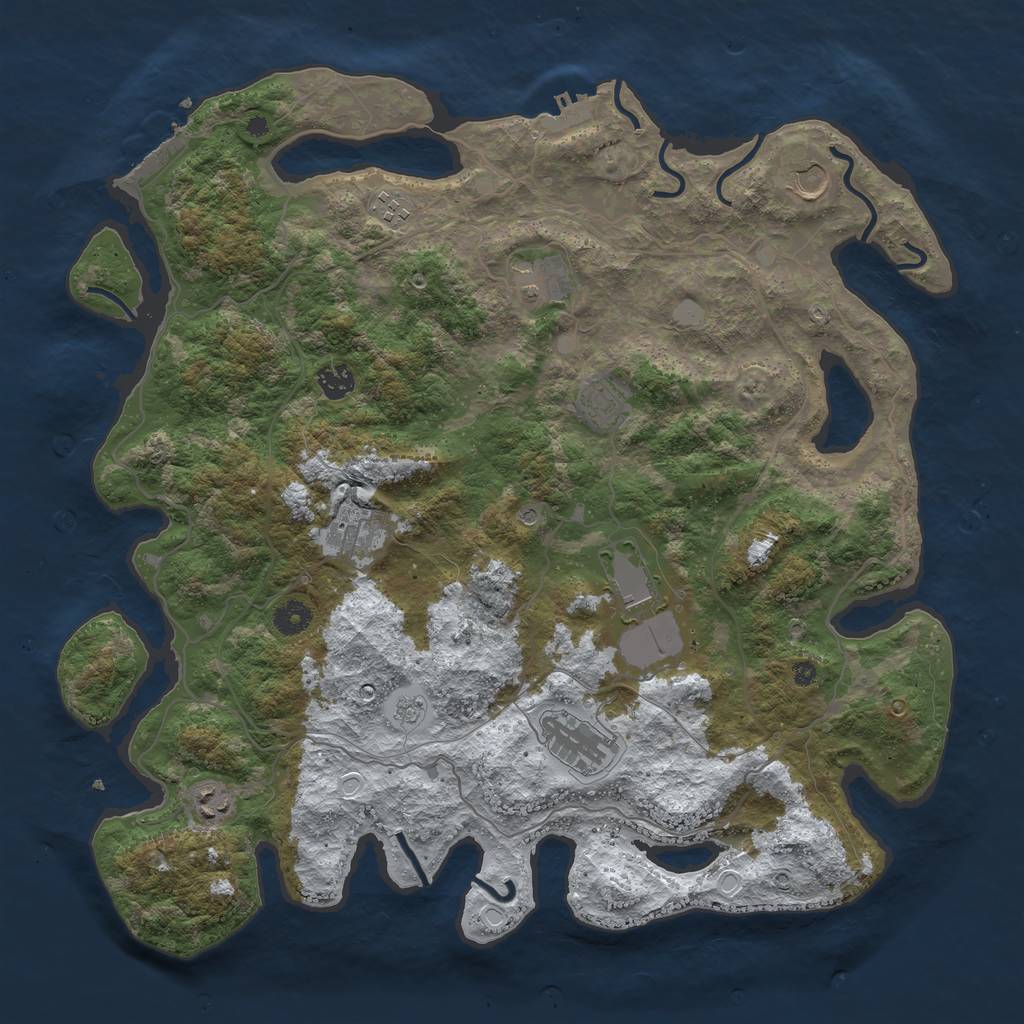 Rust Map: Procedural Map, Size: 4250, Seed: 1386356501, 18 Monuments