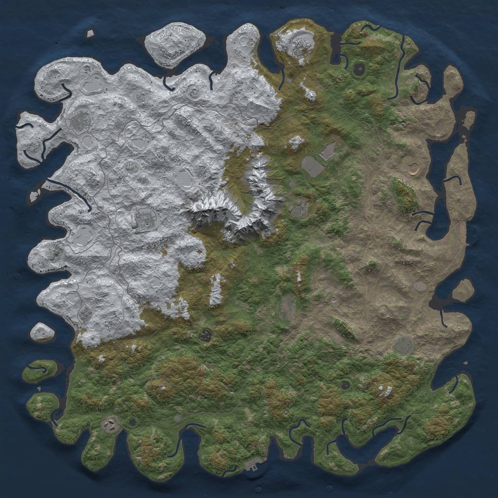 Rust Map: Procedural Map, Size: 6000, Seed: 376097458, 20 Monuments