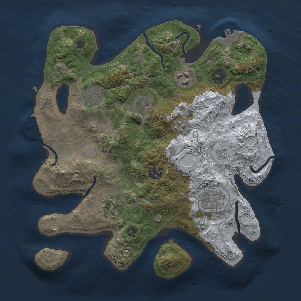 Rust Map: Procedural Map, Size: 3000, Seed: 87656, 15 Monuments