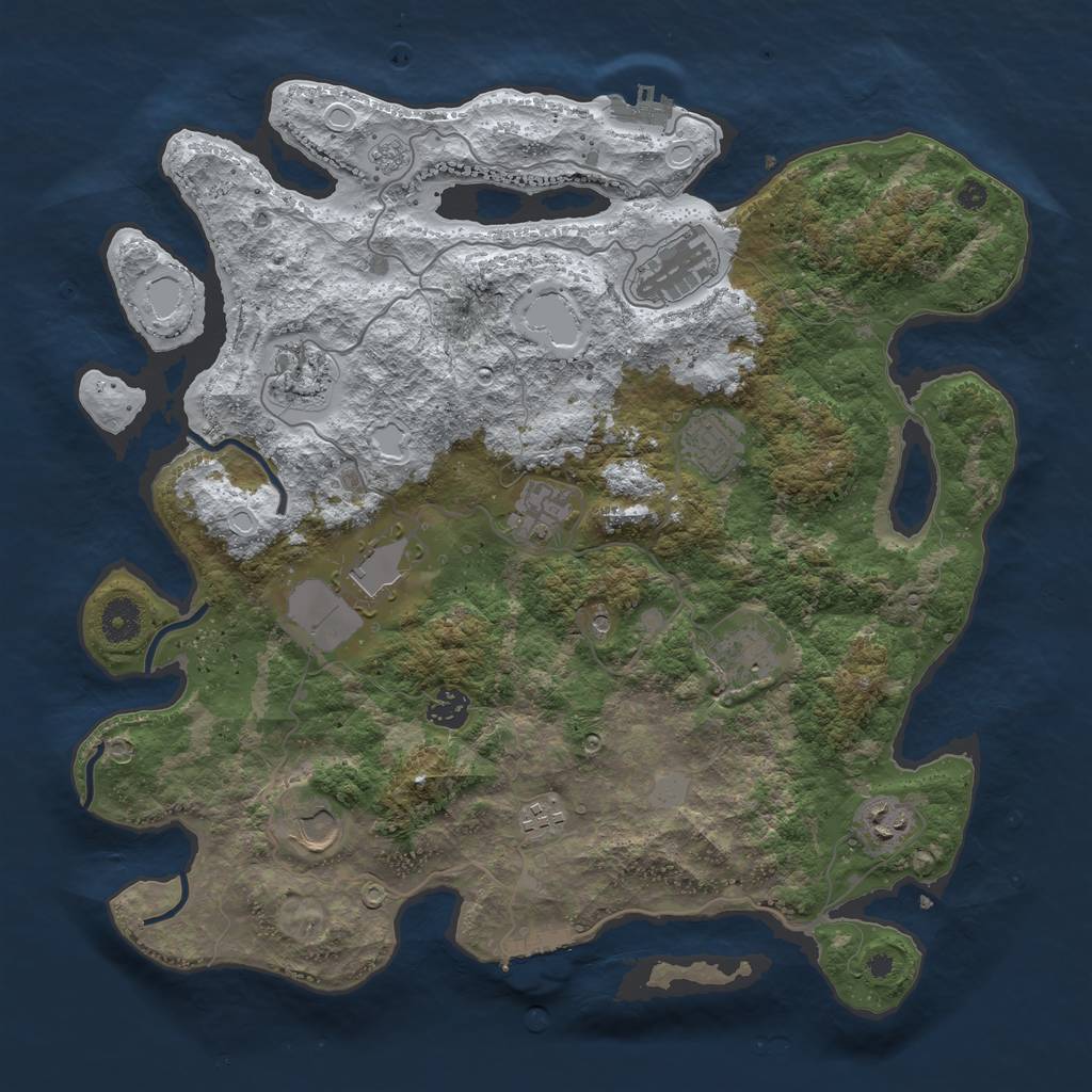 Rust Map: Procedural Map, Size: 3900, Seed: 648252, 19 Monuments