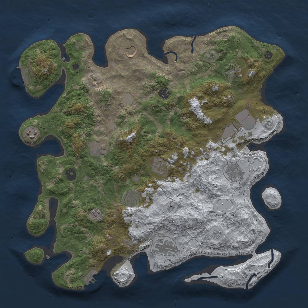 Rust Map: Procedural Map, Size: 3950, Seed: 1975554942, 20 Monuments