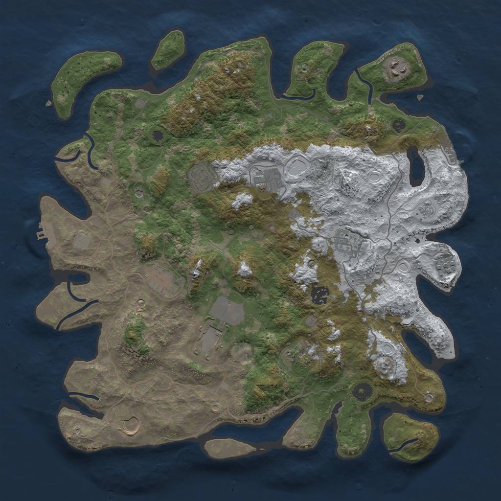 Rust Map: Procedural Map, Size: 4000, Seed: 542655046, 19 Monuments