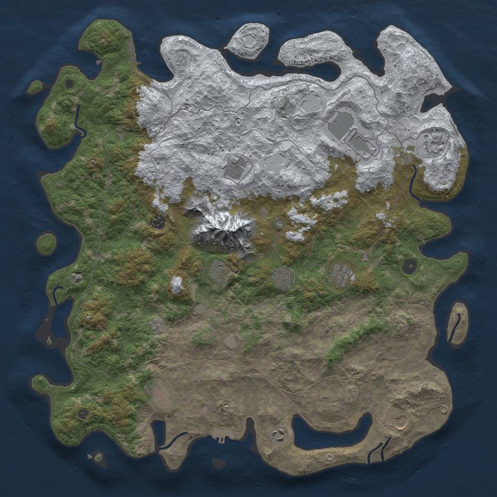 Rust Map: Procedural Map, Size: 5000, Seed: 1334, 20 Monuments