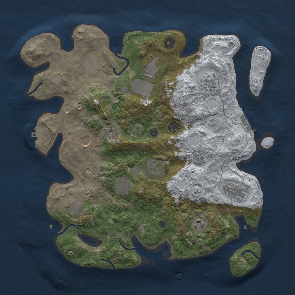 Rust Map: Procedural Map, Size: 3750, Seed: 960080409, 20 Monuments