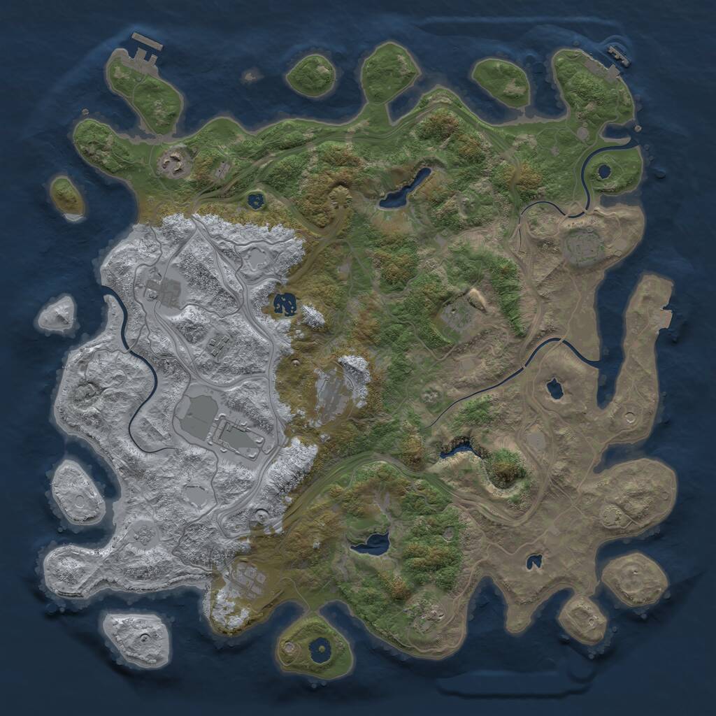 Rust Map: Procedural Map, Size: 4500, Seed: 2423551, 16 Monuments