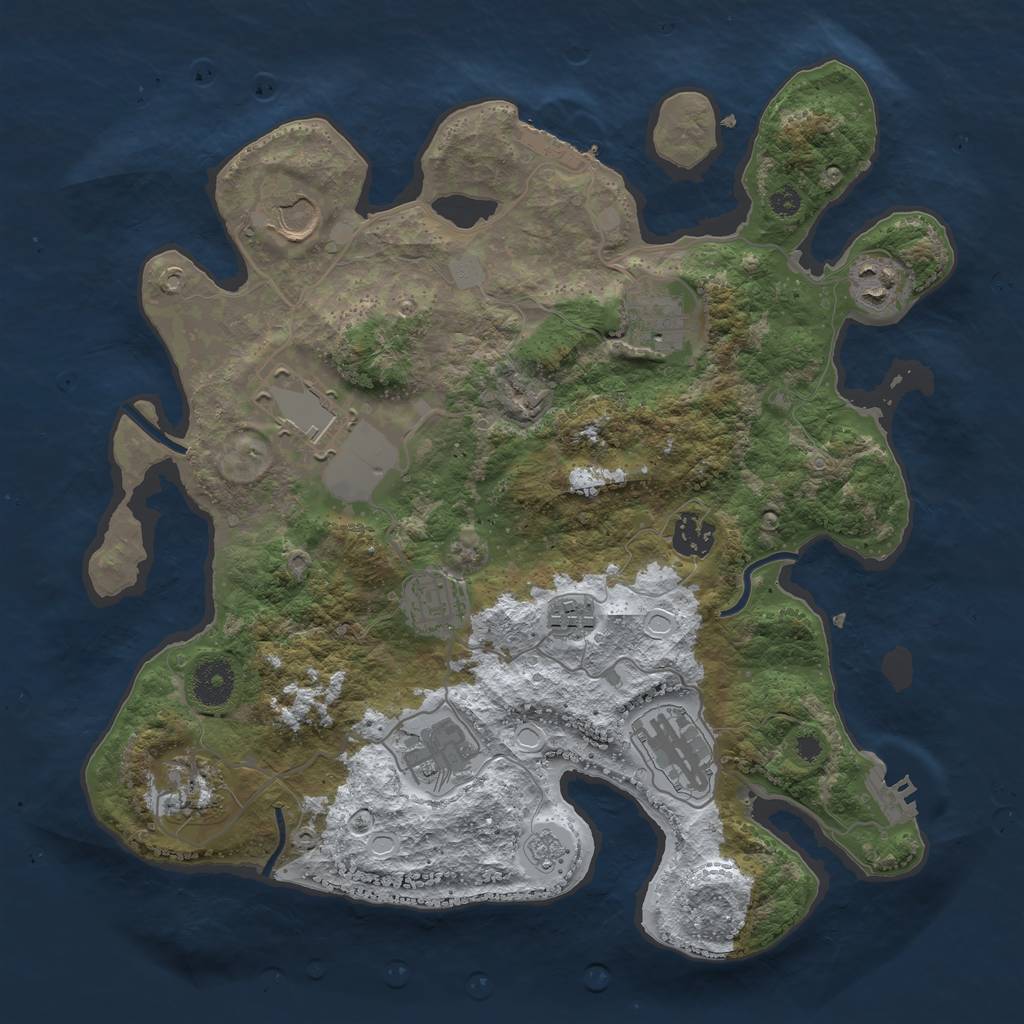 Rust Map: Procedural Map, Size: 3500, Seed: 2564155, 18 Monuments