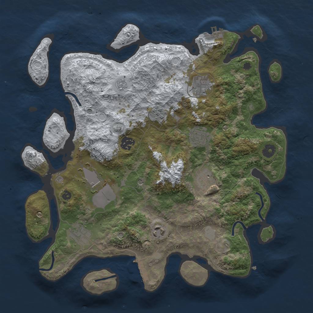 Rust Map: Procedural Map, Size: 3500, Seed: 1884005612, 17 Monuments