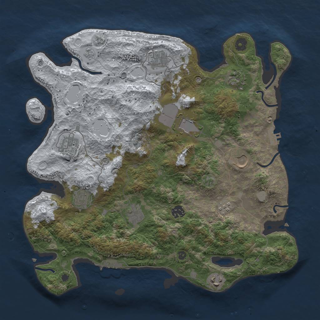Rust Map: Procedural Map, Size: 3750, Seed: 234395985, 19 Monuments
