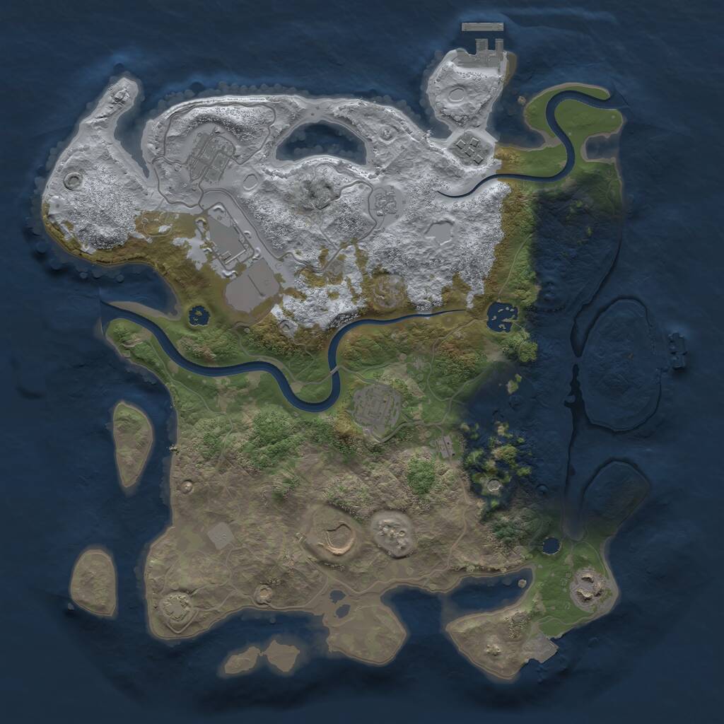 Rust Map: Procedural Map, Size: 3500, Seed: 2404045, 14 Monuments