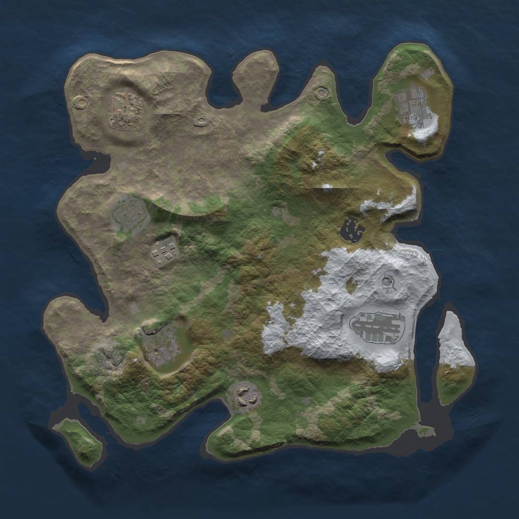 Rust Map: Barren, Size: 3250, Seed: 4, 11 Monuments
