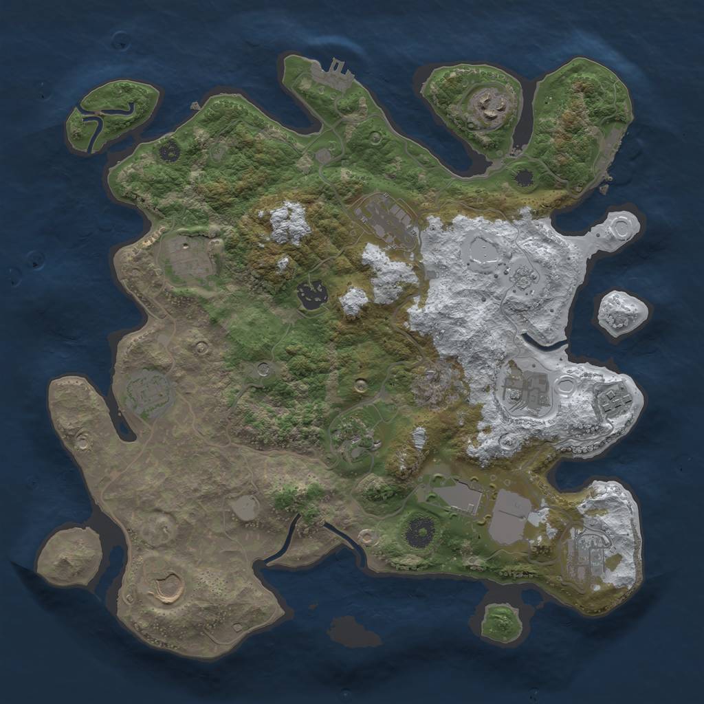 Rust Map: Procedural Map, Size: 3500, Seed: 2038151311, 20 Monuments