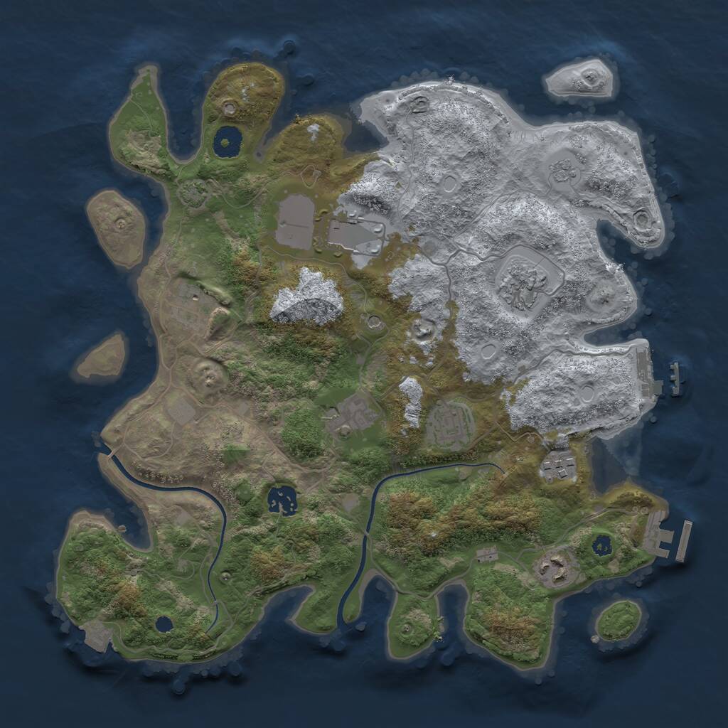 Rust Map: Procedural Map, Size: 3550, Seed: 32356452, 14 Monuments
