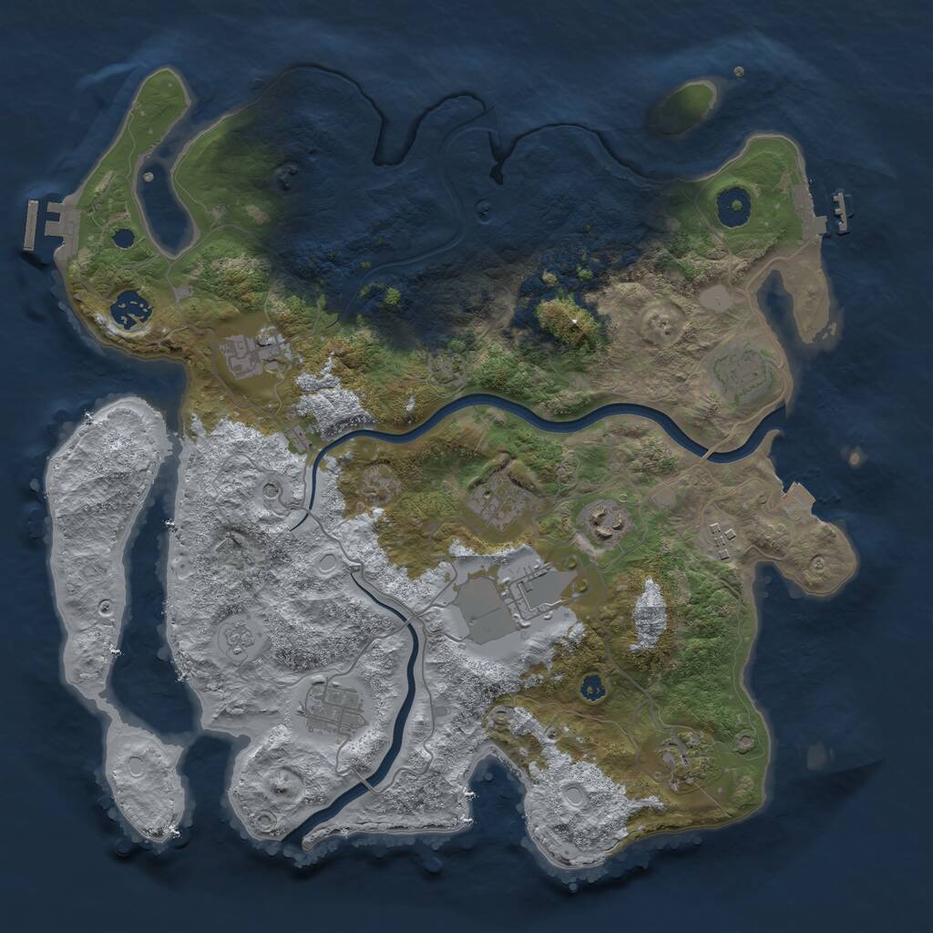 Rust Map: Procedural Map, Size: 3750, Seed: 1828460876, 15 Monuments