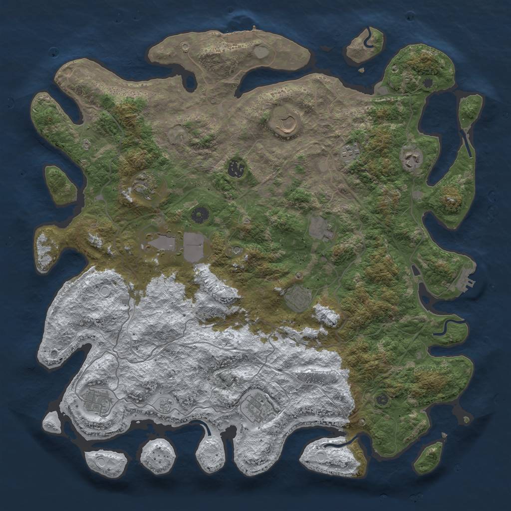 Rust Map: Procedural Map, Size: 4500, Seed: 1428992728, 19 Monuments