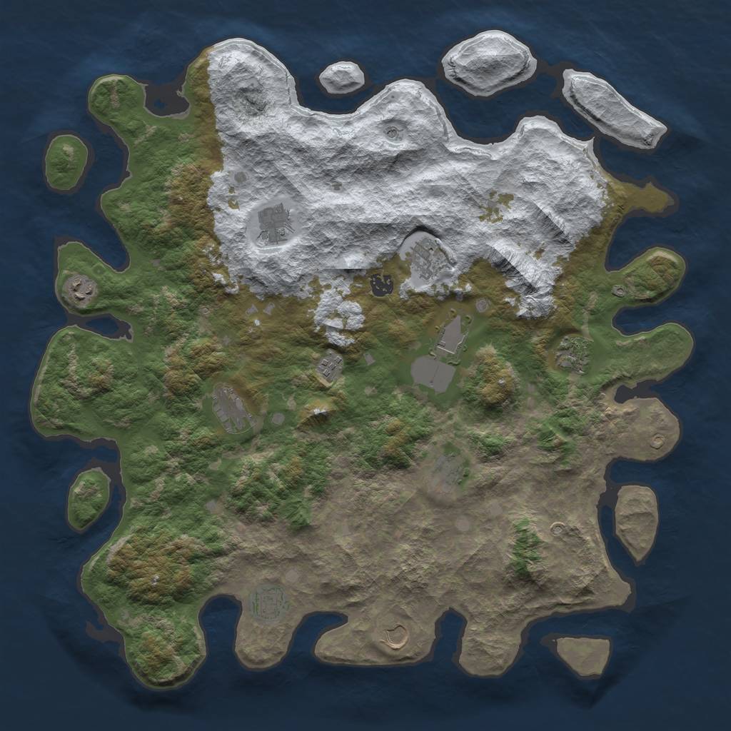 Rust Map: Barren, Size: 4600, Seed: 1, 14 Monuments