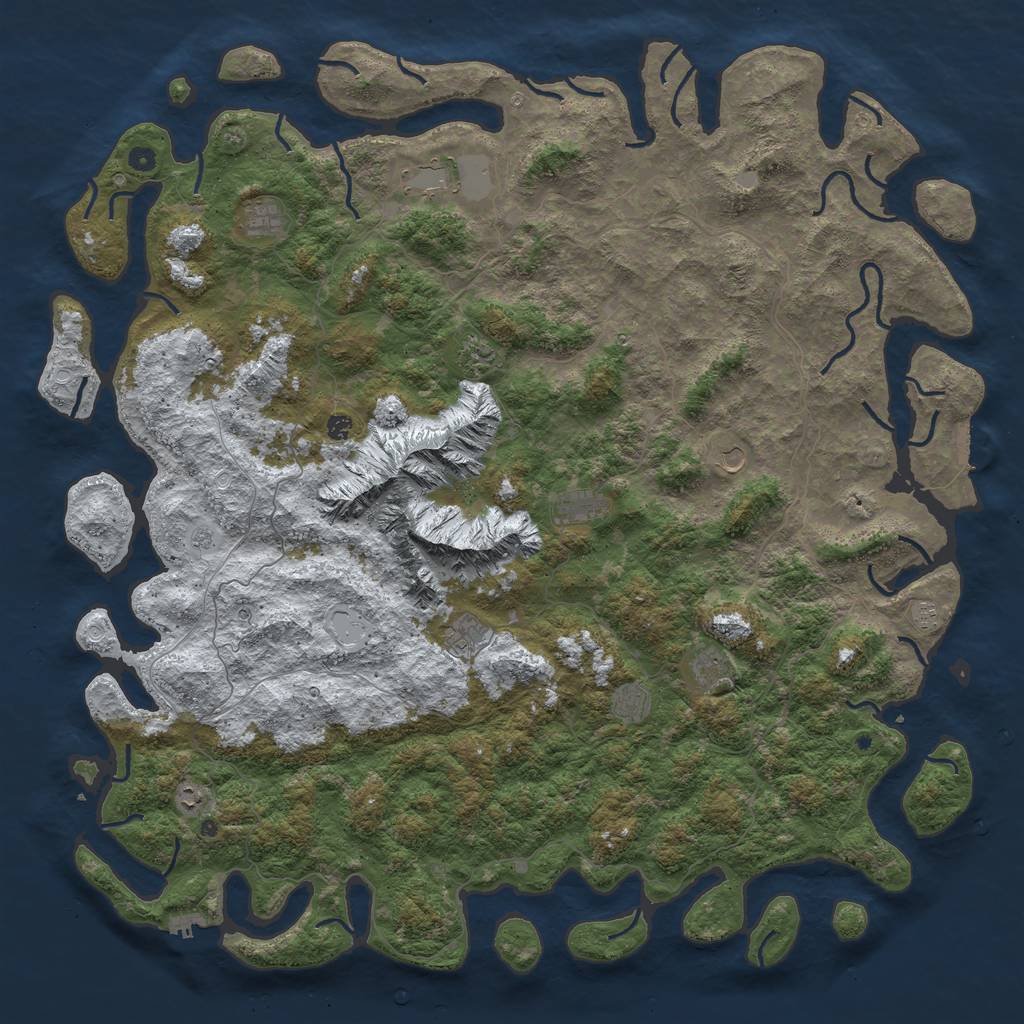 Rust Map: Procedural Map, Size: 6000, Seed: 833913, 20 Monuments