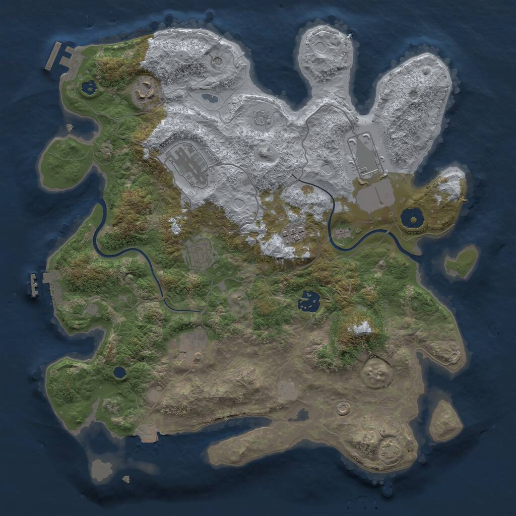 Rust Map: Procedural Map, Size: 3500, Seed: 226338, 13 Monuments