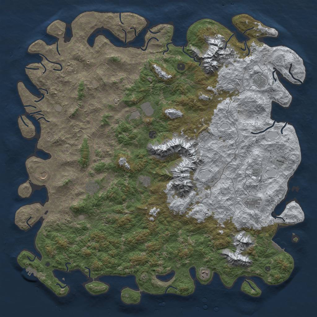 Rust Map: Procedural Map, Size: 6000, Seed: 236154, 20 Monuments