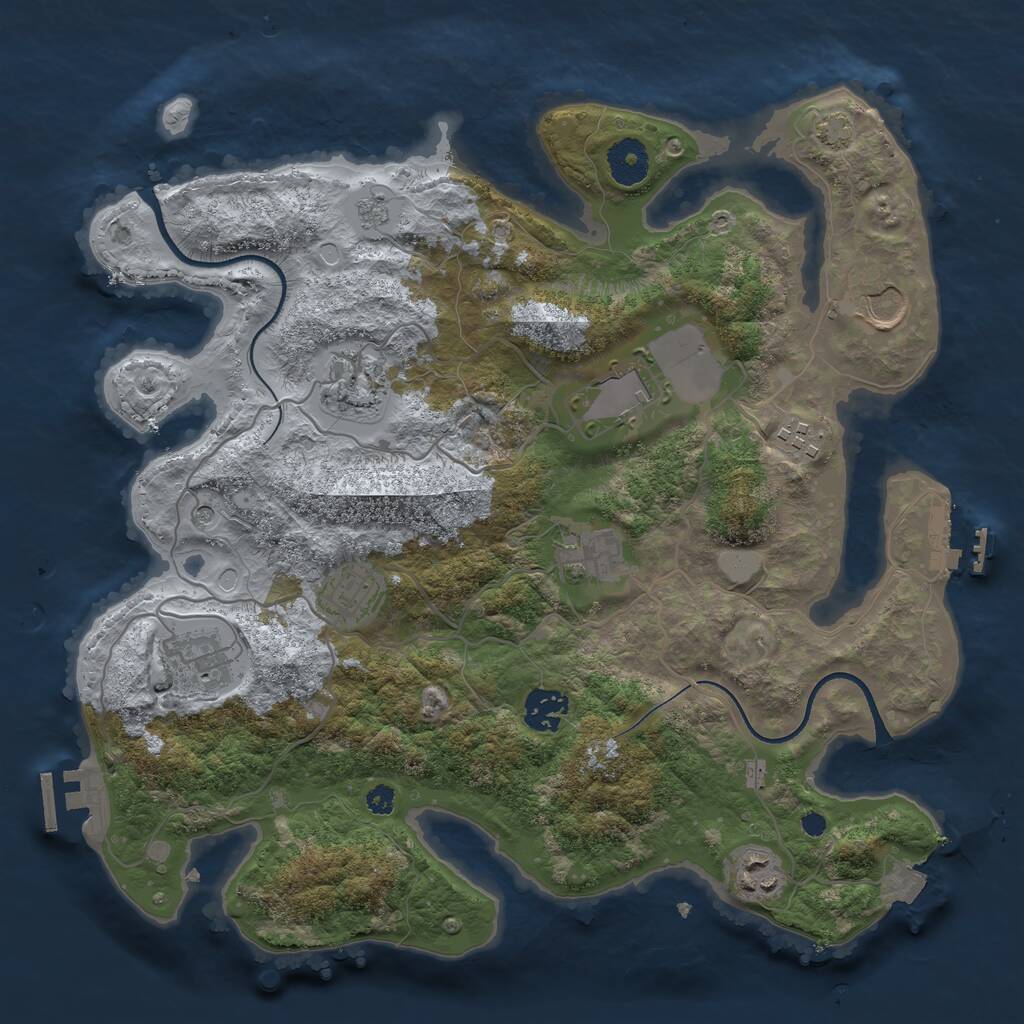 Rust Map: Procedural Map, Size: 3500, Seed: 64213, 15 Monuments