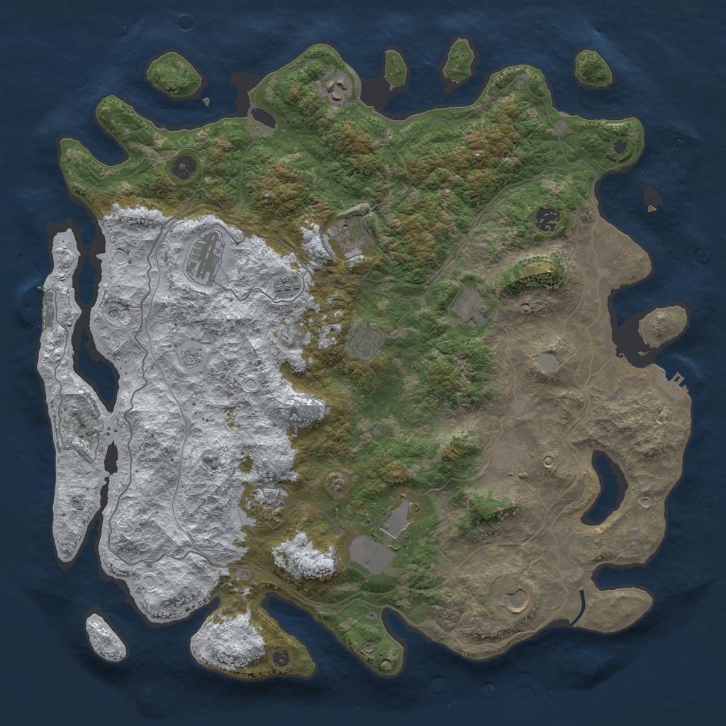 Rust Map: Procedural Map, Size: 4500, Seed: 214535, 20 Monuments