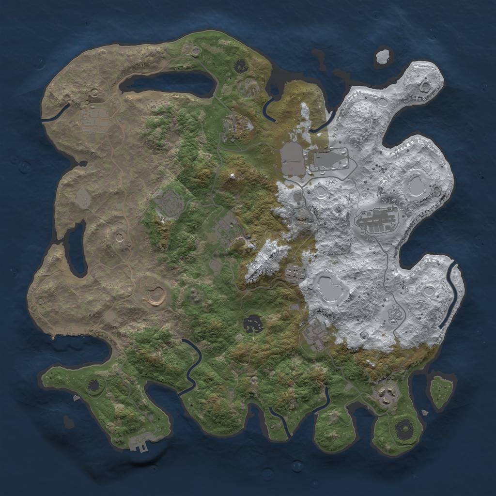 Rust Map: Procedural Map, Size: 3850, Seed: 1106224572, 20 Monuments