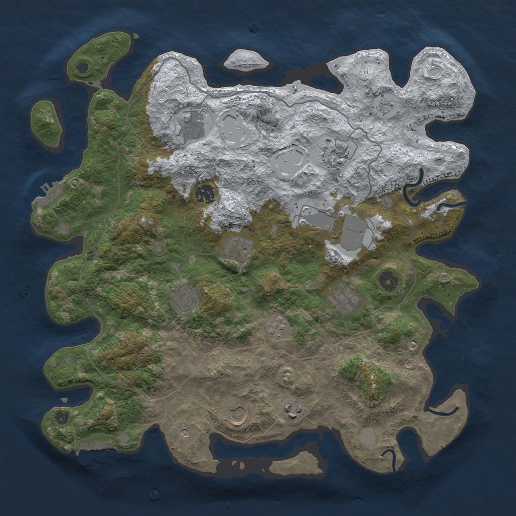 Rust Map: Procedural Map, Size: 4000, Seed: 45351, 19 Monuments
