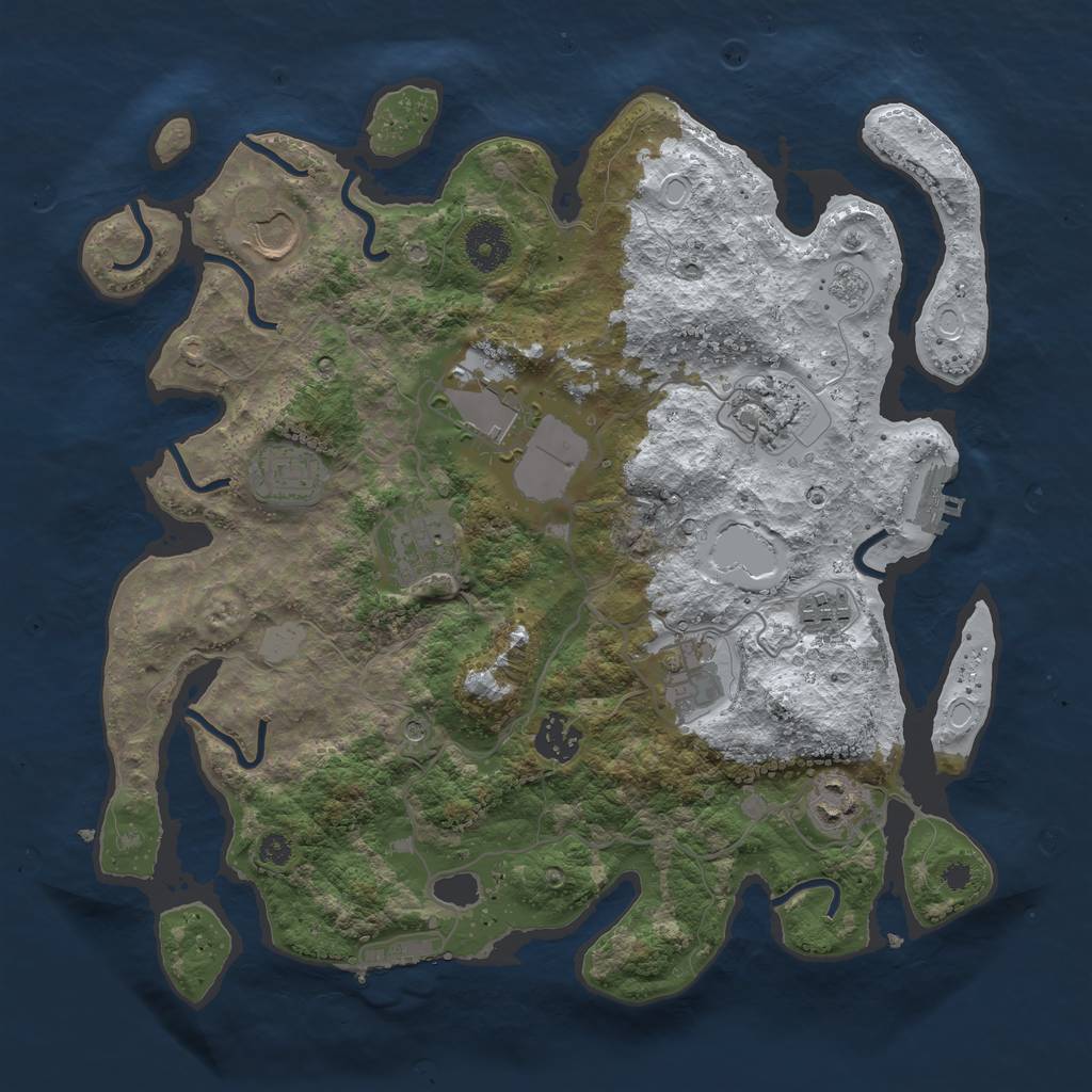 Rust Map: Procedural Map, Size: 3500, Seed: 1868945853, 18 Monuments