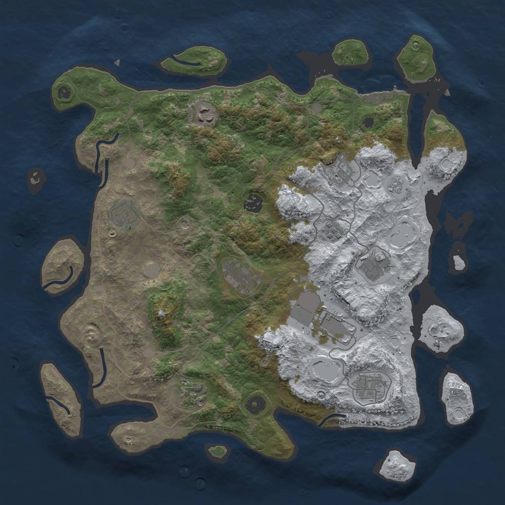 Rust Map: Procedural Map, Size: 4000, Seed: 55170374, 18 Monuments