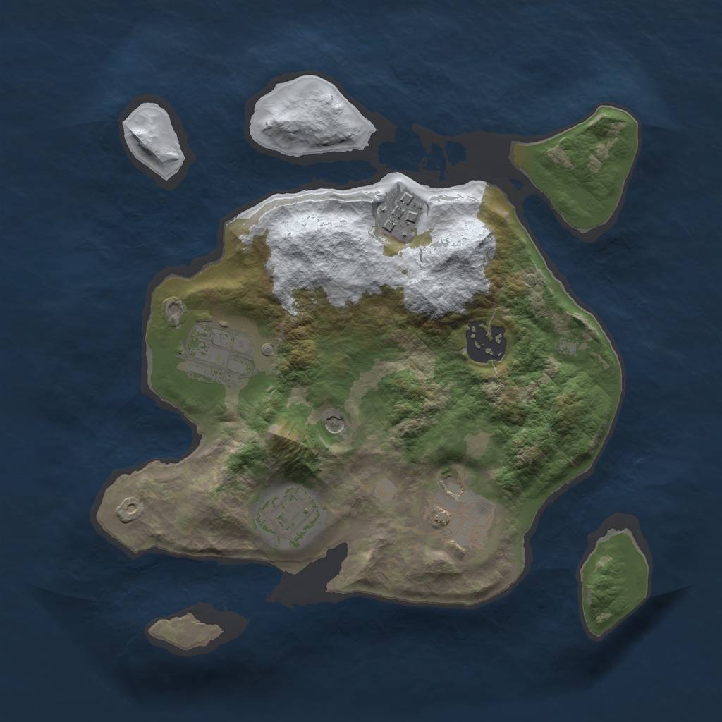 Rust Map: Barren, Size: 2500, Seed: 25322033, 8 Monuments