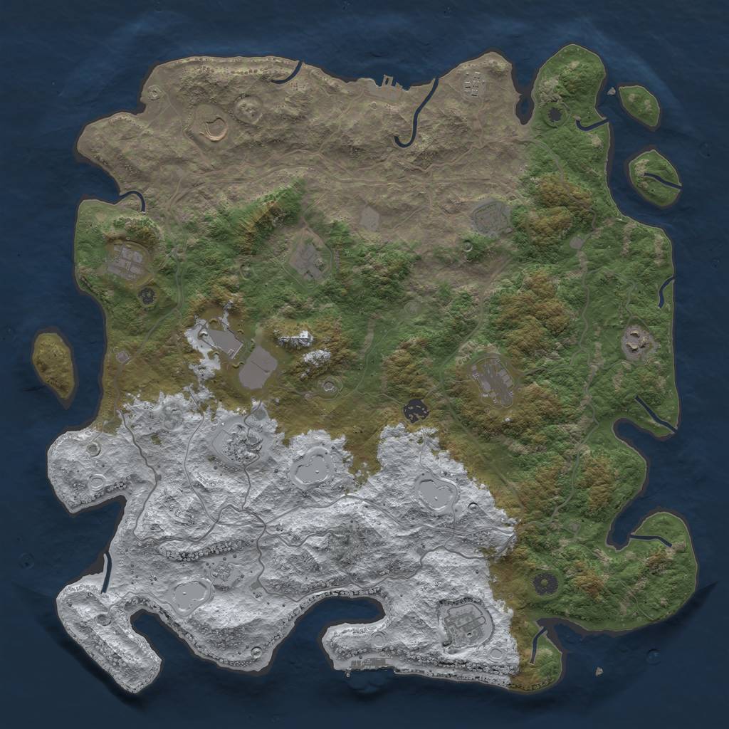 Rust Map: Procedural Map, Size: 4600, Seed: 2147483647, 20 Monuments