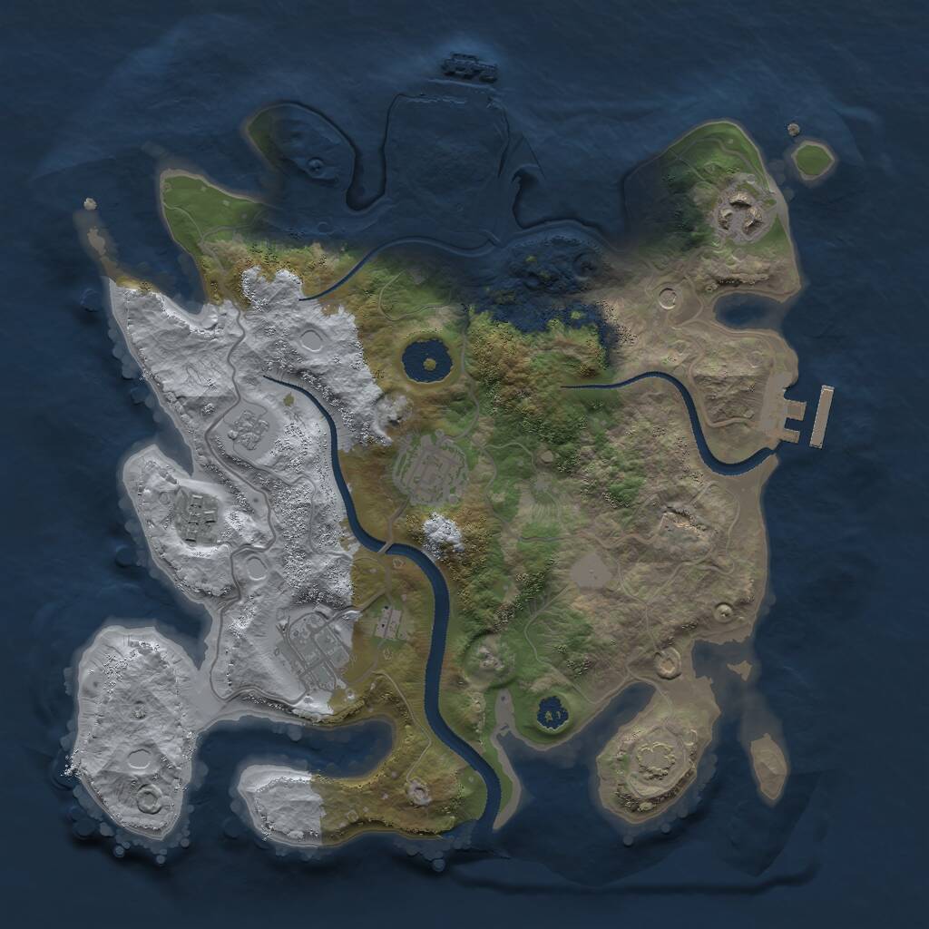 Rust Map: Procedural Map, Size: 3000, Seed: 38751, 10 Monuments