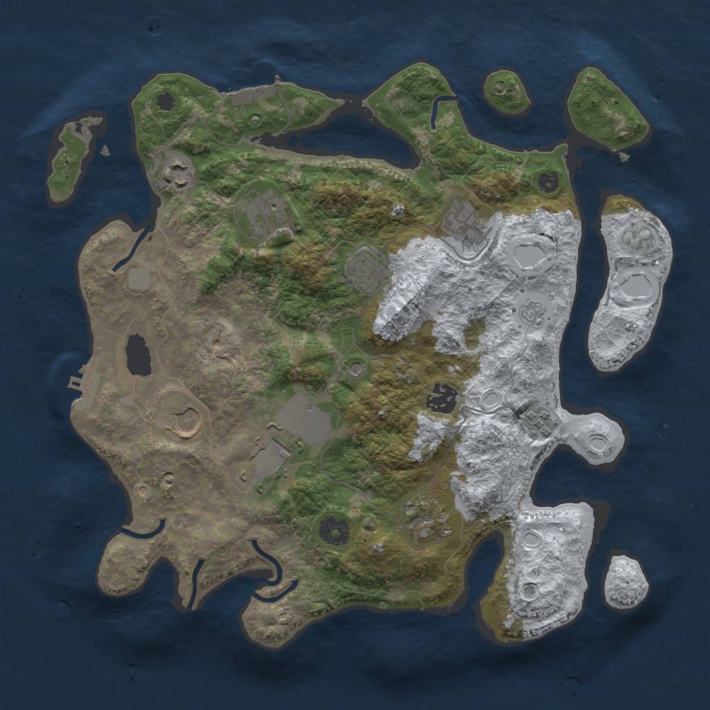 Rust Map: Procedural Map, Size: 3500, Seed: 946167227, 18 Monuments