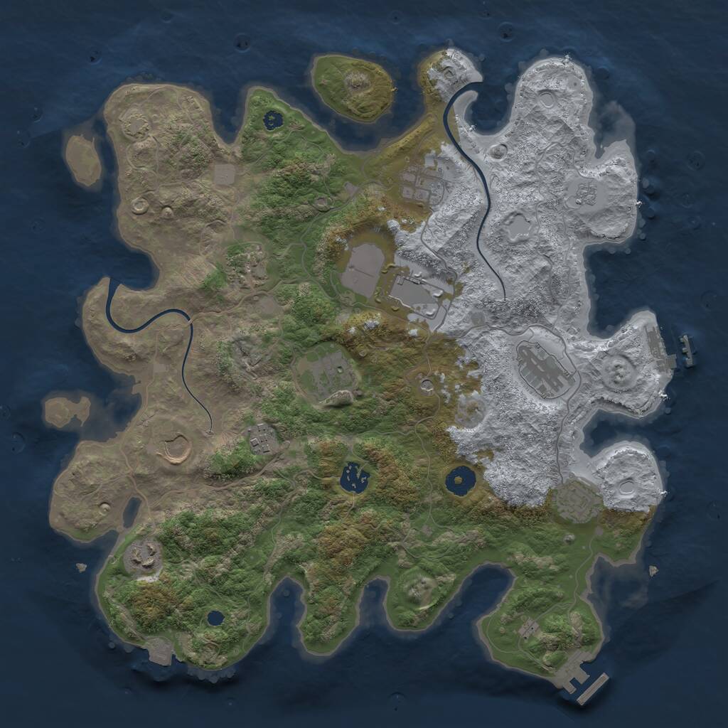 Rust Map: Procedural Map, Size: 3750, Seed: 1966567792, 16 Monuments