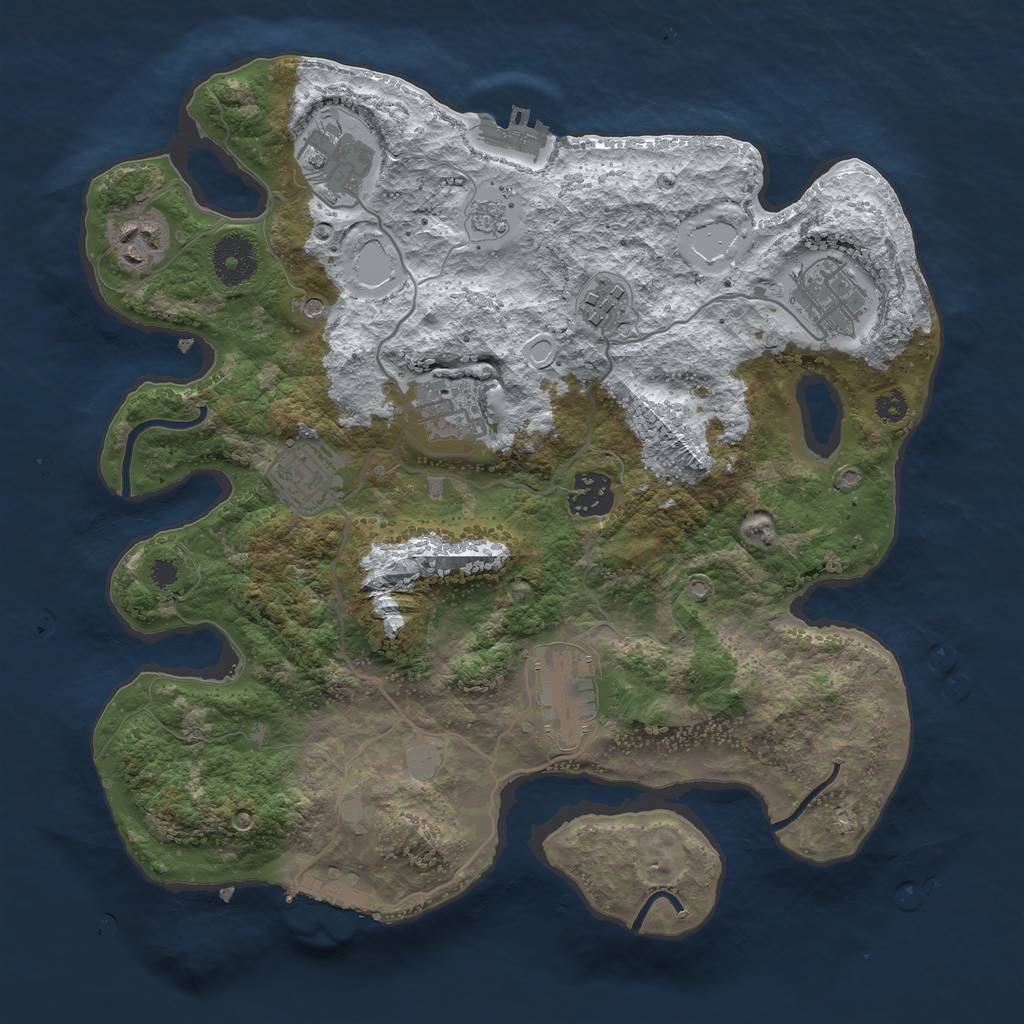 Rust Map: Procedural Map, Size: 3300, Seed: 56254208, 17 Monuments