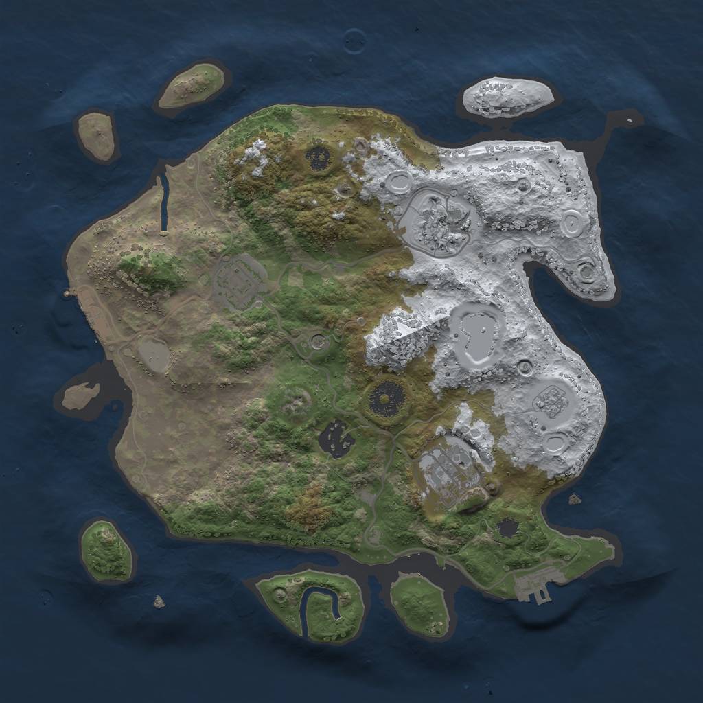 Rust Map: Procedural Map, Size: 3000, Seed: 1309119849, 13 Monuments