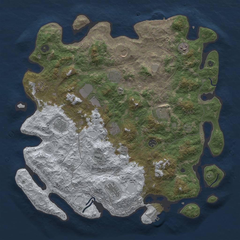 Rust Map: Procedural Map, Size: 4500, Seed: 1334151181, 20 Monuments