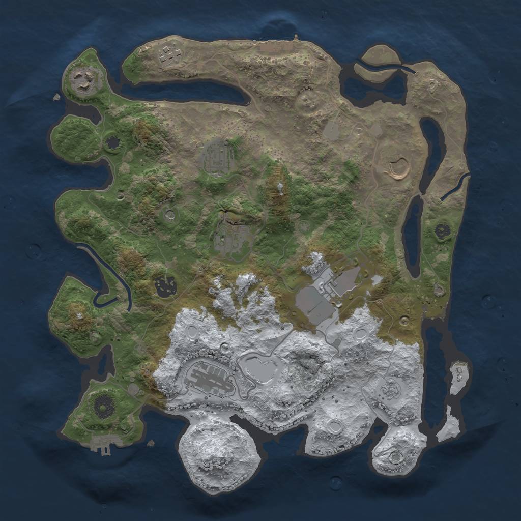 Rust Map: Procedural Map, Size: 3500, Seed: 456842943, 17 Monuments