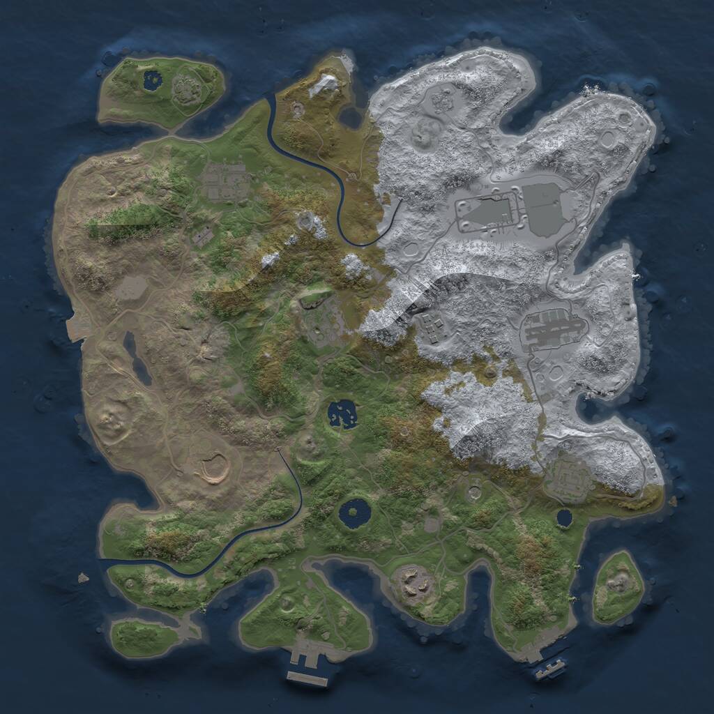 Rust Map: Procedural Map, Size: 3550, Seed: 124145645, 15 Monuments