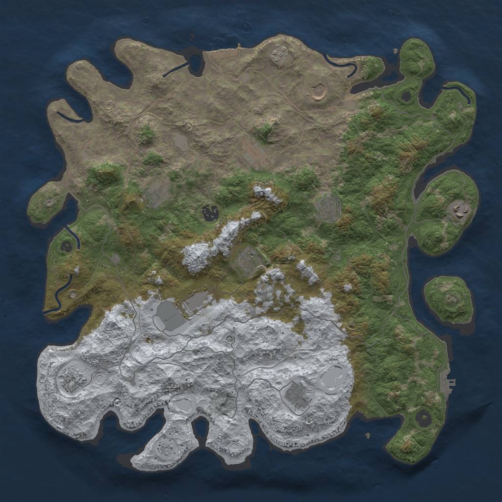 Rust Map: Procedural Map, Size: 4500, Seed: 5441098, 20 Monuments
