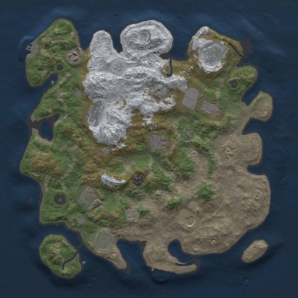 Rust Map: Procedural Map, Size: 3850, Seed: 659588745, 20 Monuments