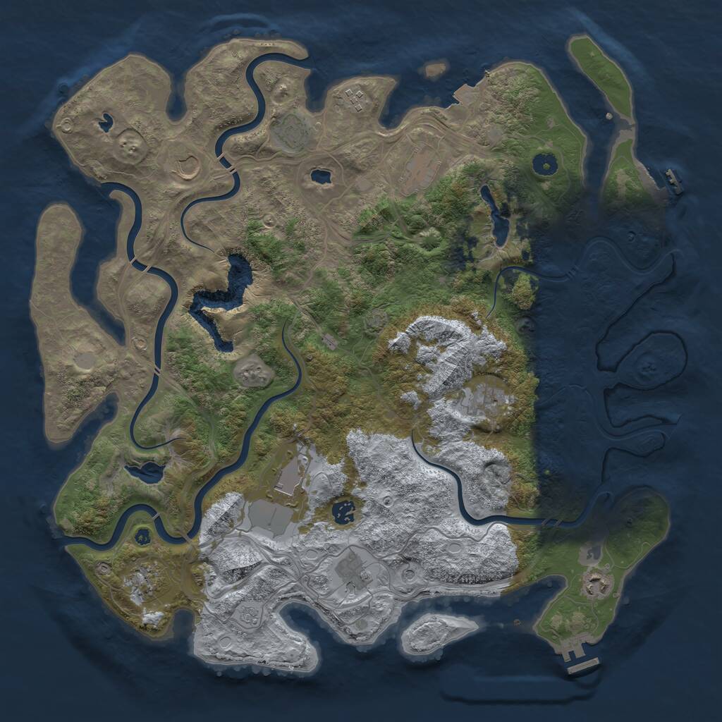 Rust Map: Procedural Map, Size: 4500, Seed: 56, 16 Monuments