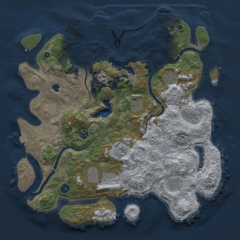 Rust Map: Procedural Map, Size: 4000, Seed: 96458324, 16 Monuments