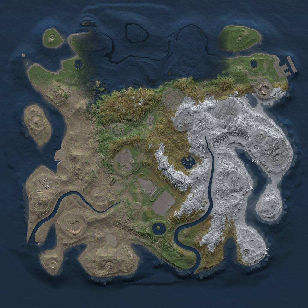 Rust Map: Procedural Map, Size: 3500, Seed: 3934263, 14 Monuments