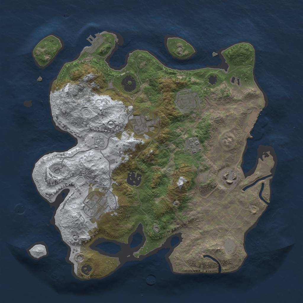 Rust Map: Procedural Map, Size: 3000, Seed: 2639285, 15 Monuments