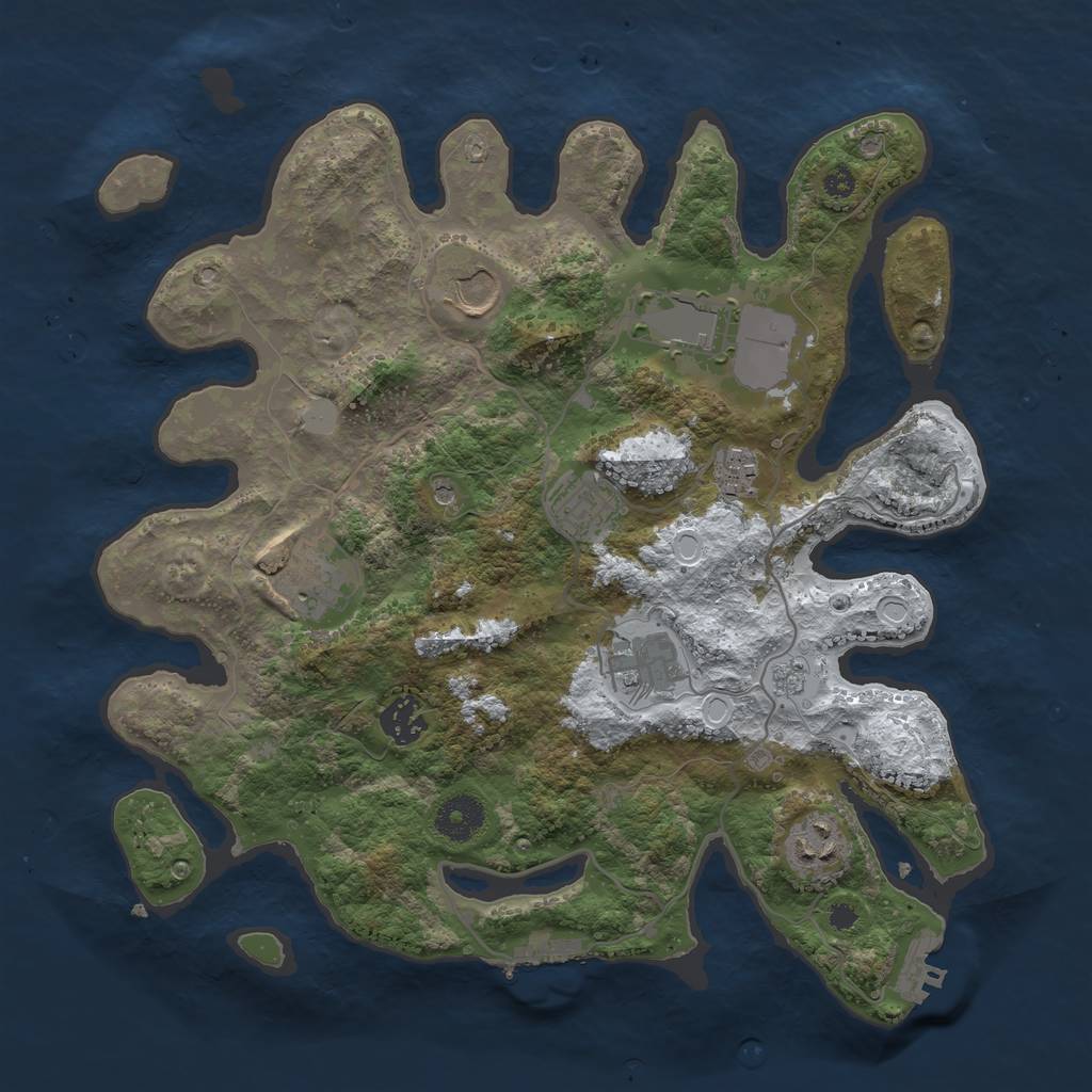 Rust Map: Procedural Map, Size: 3500, Seed: 827265377, 17 Monuments