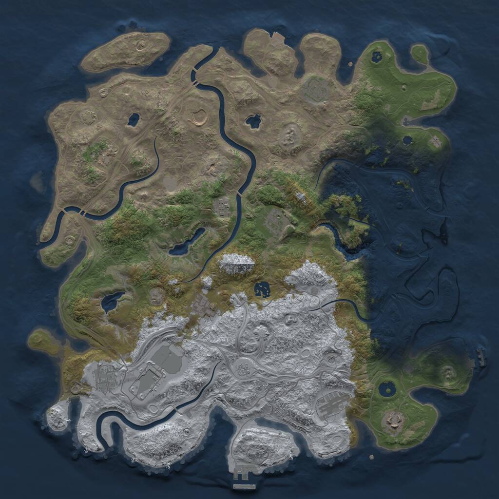 Rust Map: Procedural Map, Size: 4500, Seed: 4444200, 17 Monuments