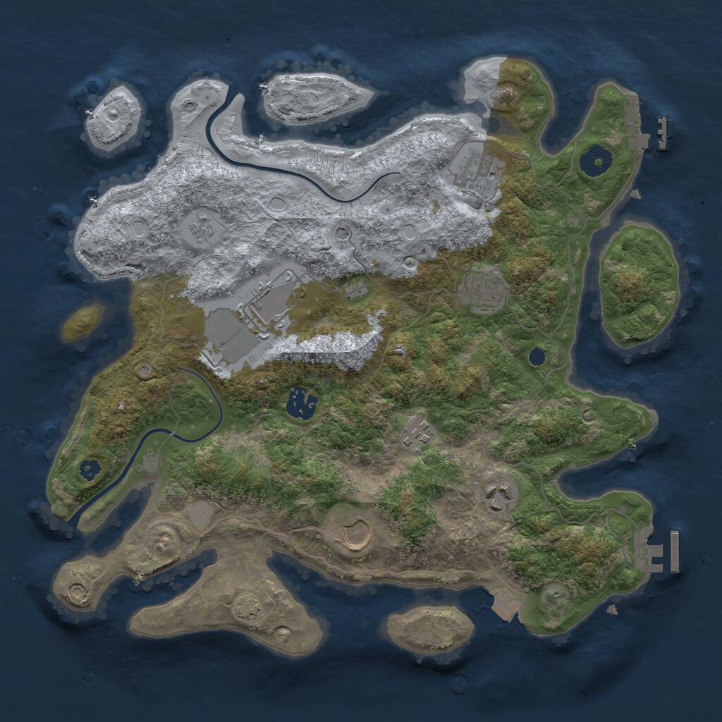 Rust Map: Procedural Map, Size: 3500, Seed: 30256, 13 Monuments